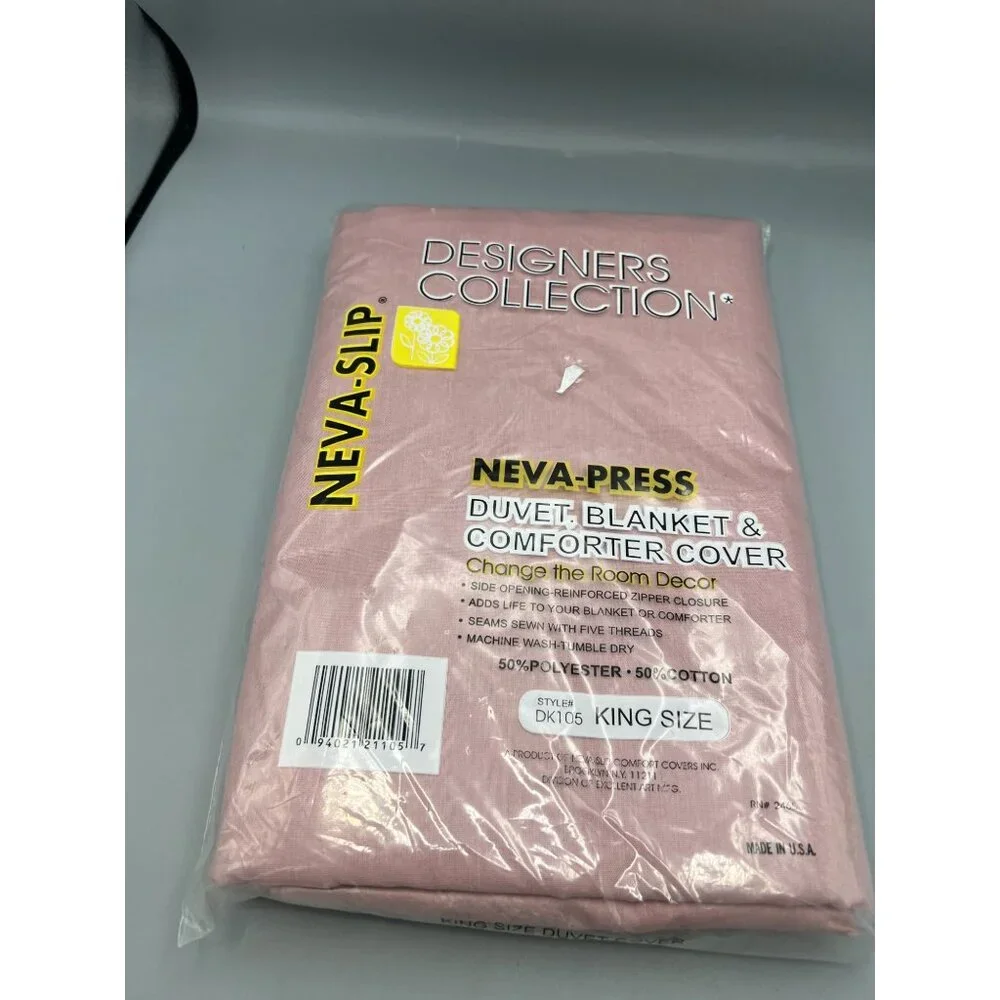 New Vtg 80s King Size Duvet Slip-in Blanket Comforter Cover Quilt Rose Pink
